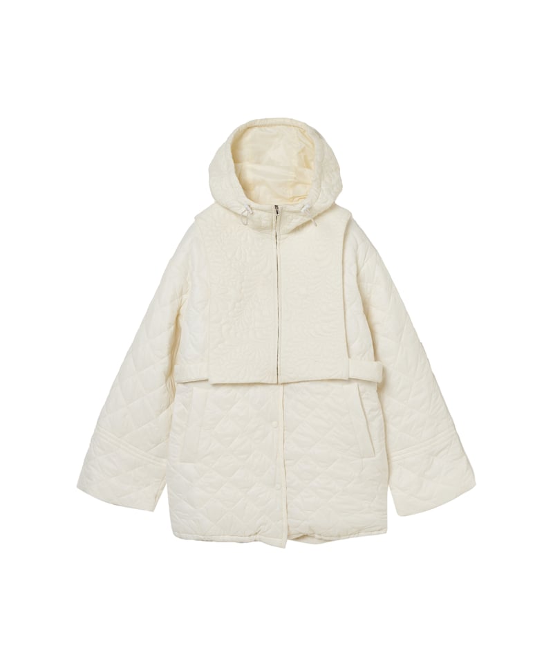 Flower Vest 2way Quilting Coat | Ivory | ELLA C