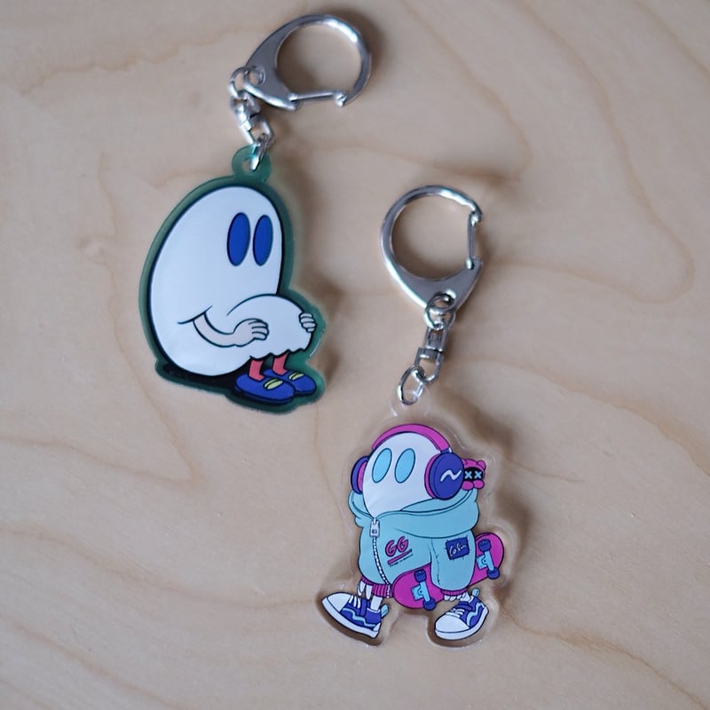 膝かかえおばけちゃんアクリルキーホルダー | ななしのおばけちゃん