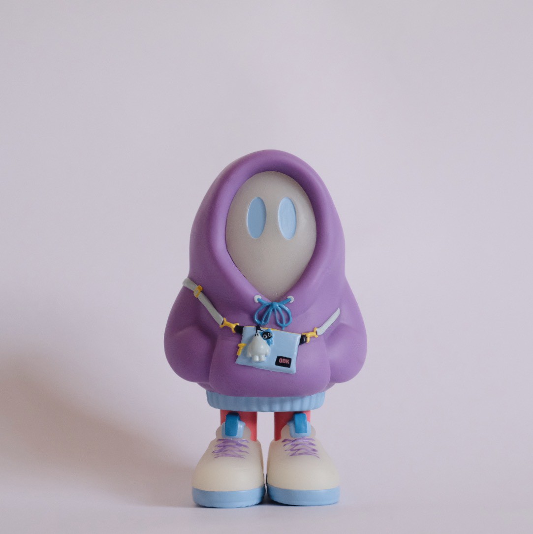 フードかぶりおばけちゃんのソフビ[蓄光PURPLE] | ななしのおばけ