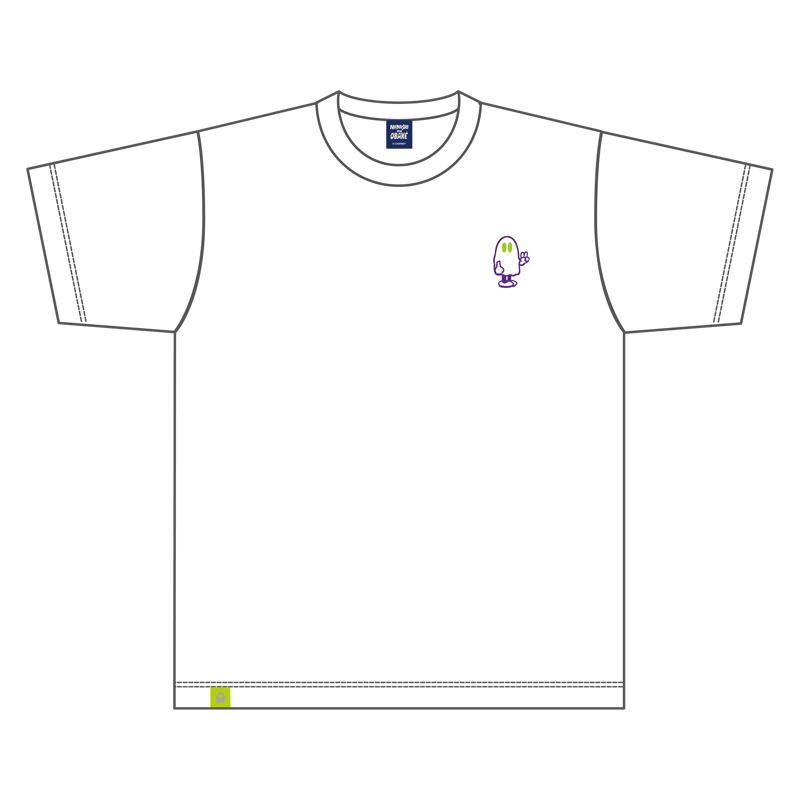 ピースおばけちゃんのネオンカラー刺繍Tシャツ | ななしのおばけちゃん