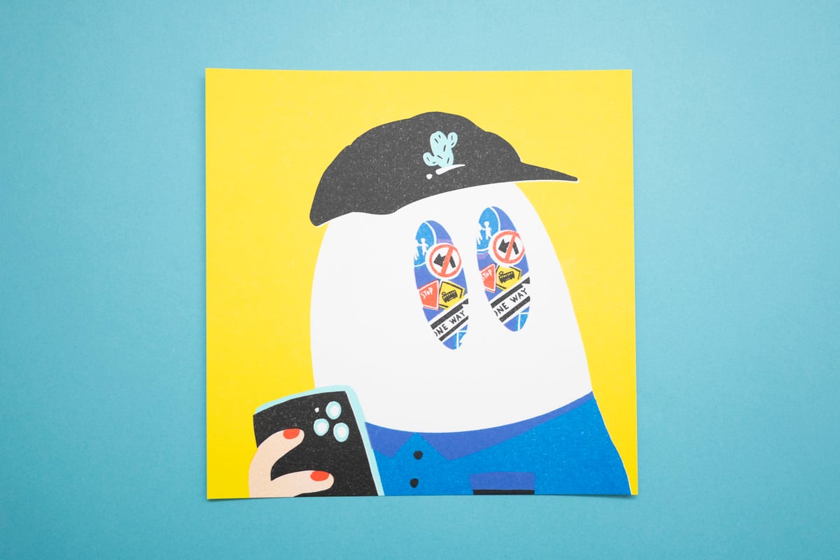 チャップリンと子供のアートプリント プリントアート - My time [お散歩タイム] | ななしのおばけ