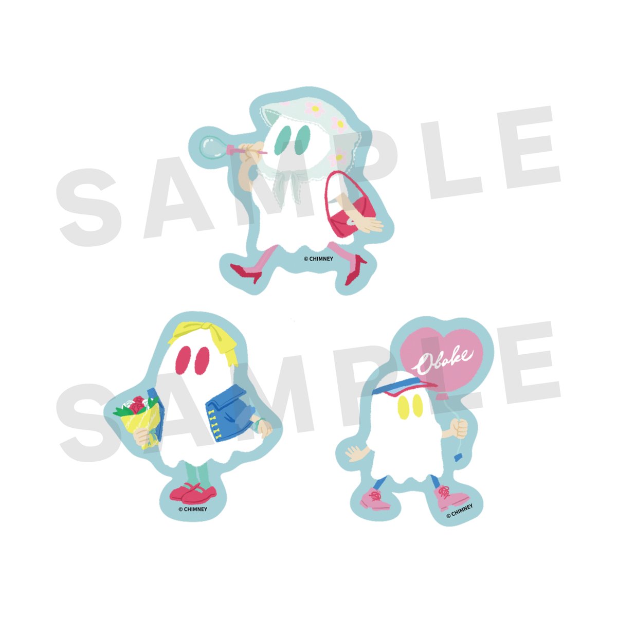 おばけちゃんステッカー(各3枚セット5種) | ななしのおばけ