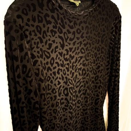 leopard print See-through cut and sew