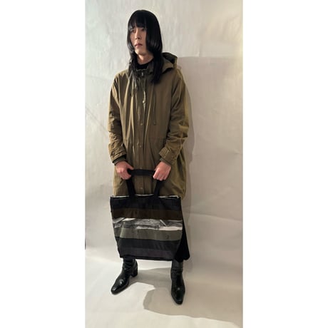 armycolor patchwork tote bag