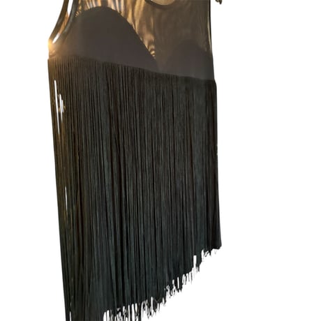 Long Fringe See-through tank top