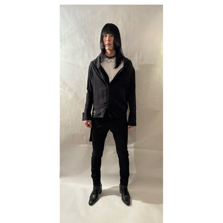 yohji yamamoto with eyelets zipper shirt