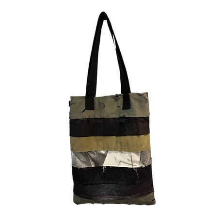 armycolor patchwork tote bag