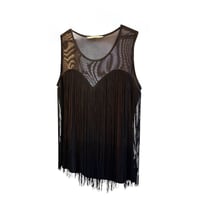 Long Fringe See-through tank top