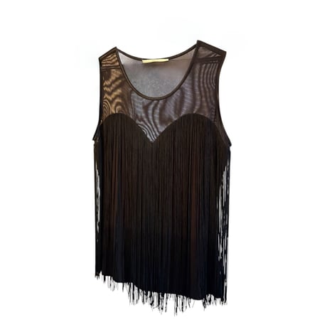 Long Fringe See-through tank top