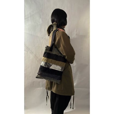 armycolor patchwork tote bag