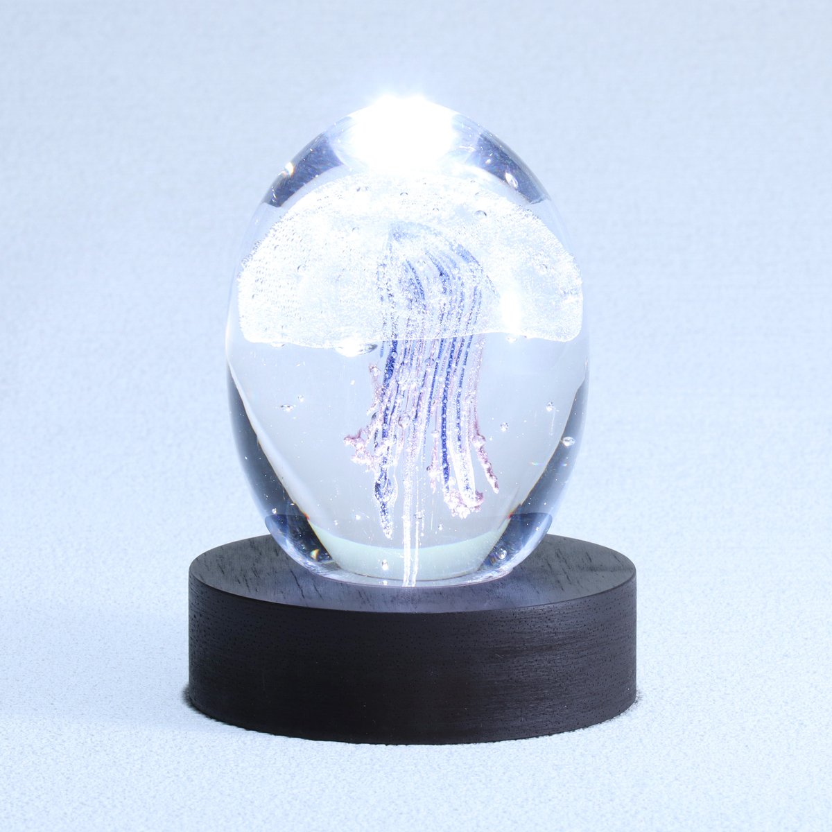 オブジェ 「ジェリーフィッシュ」コバルトブルー LED台座付 | グラス