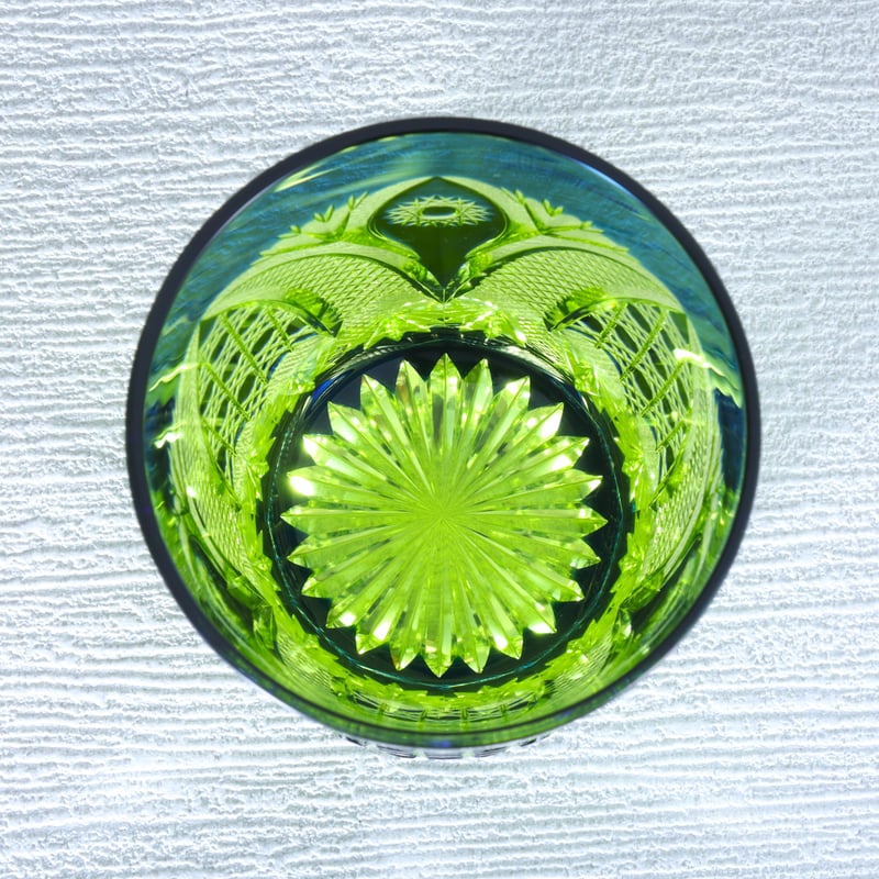 オールドファッション「綾切子」 若草/コバルトブルー | グラスアート