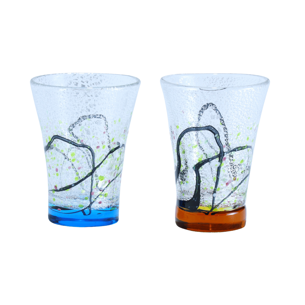 銀彩ショットグラスペア「光琳」オーシャンブルー/アンバー | グラス