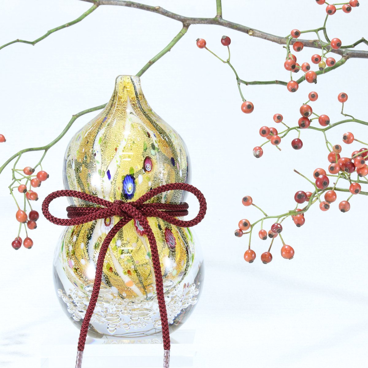 置物 金彩象嵌「光琳」瓢箪 | グラスアート黒木 | 公式オンラインストア