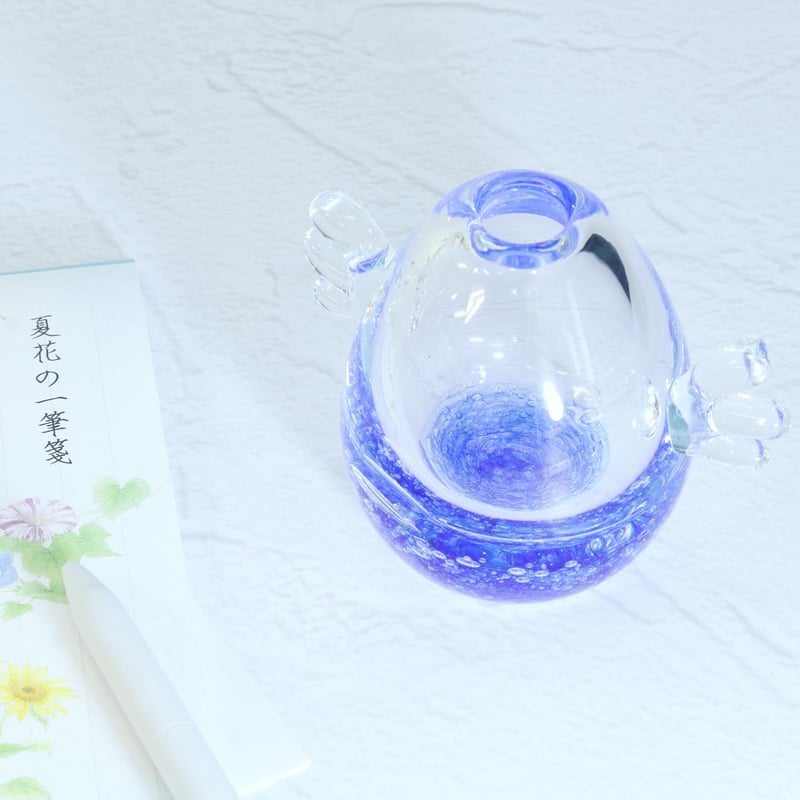 一輪挿し「天使の卵」渚大 コバルトブルー | グラスアート黒木 | 公式