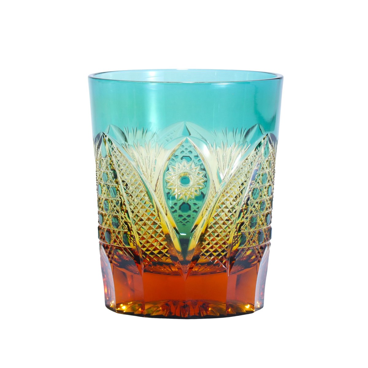 オールドファッション「綾切子」 アンバー/グリーン | グラスアート