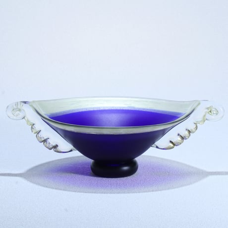 花器「オーシャン 木の葉」 コバルトブルー