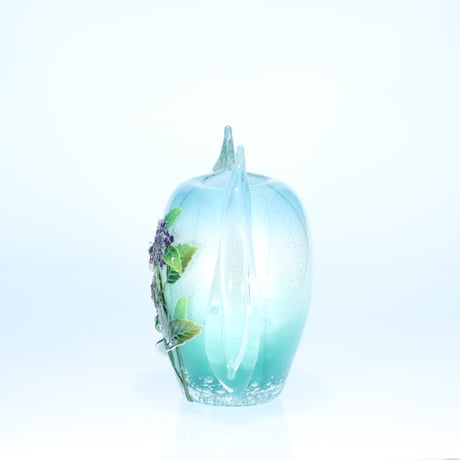 花器　金・プラチナ彩「雨恵」～紫陽花とカタツムリ～