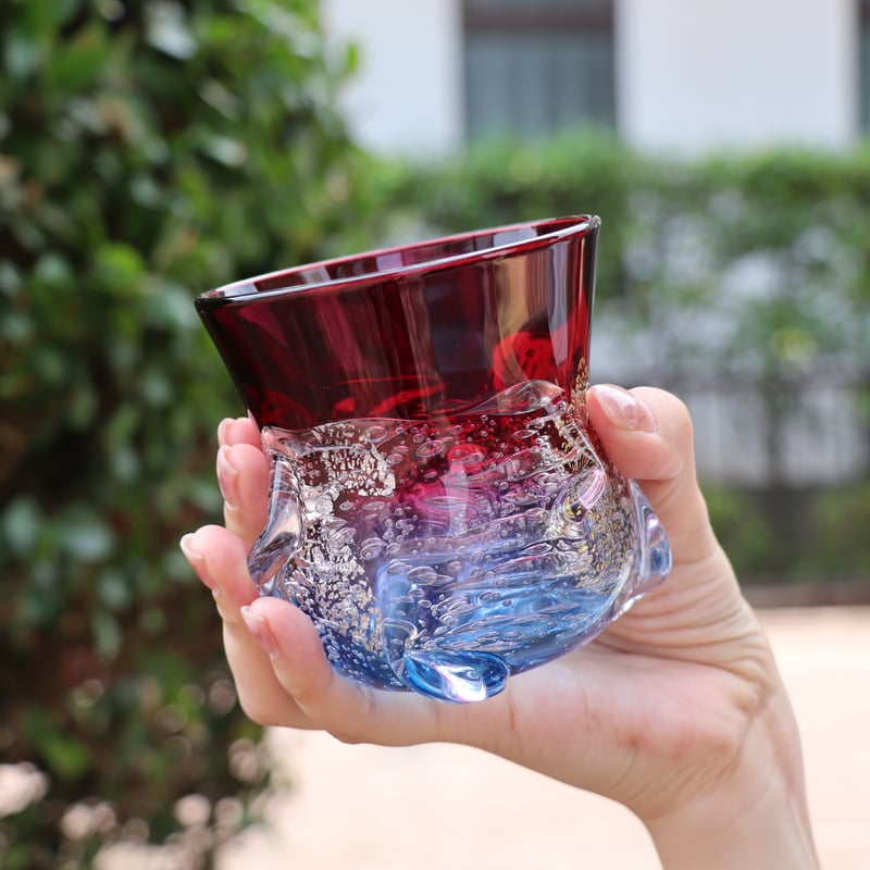 ロックグラス 「Jewelry Ice～氷の宝石～」 金赤/オーシャンブルー