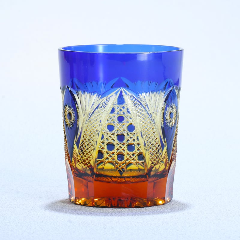 オールドファッション「綾切子」 アンバー/ルリ | グラスアート黒木