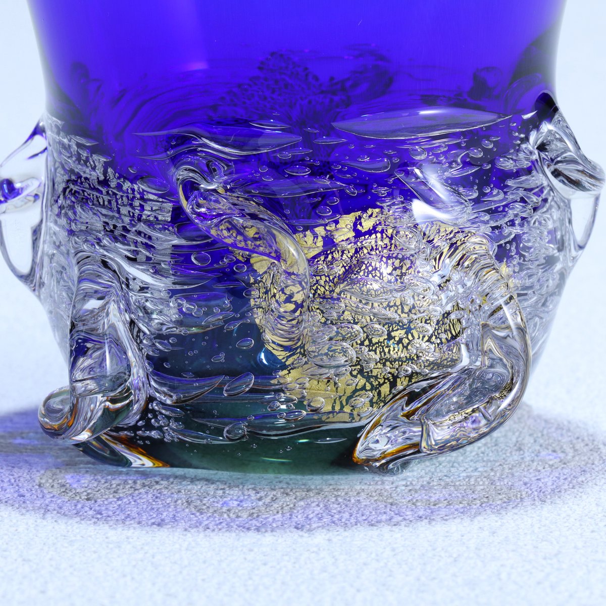 氷耳 ロックグラス 「Jewelry Ice～氷の宝石～」 コバルトブルー/アンバー