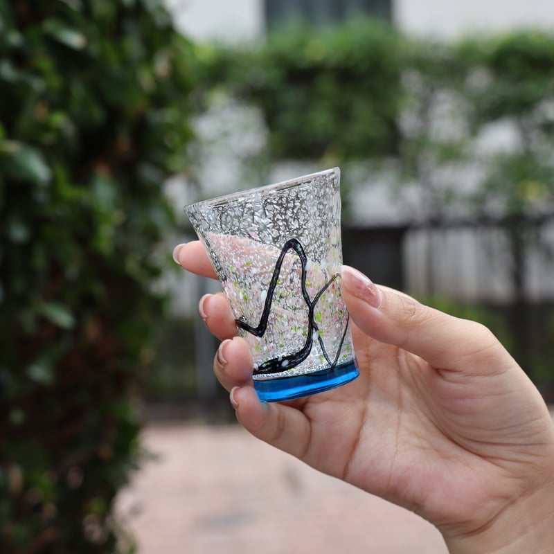 ☆銀製・銀座和光ショットグラス 銀彩ショットグラスペア「光琳」オーシャンブルー/アンバー | グラス