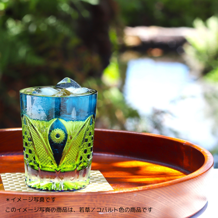 黒木国昭　綾切子　アンバーパープル二色切子茶入　共箱トニコ東さ7-0219☆2F オールドファッション「綾切子」 アンバー/パープル | グラス