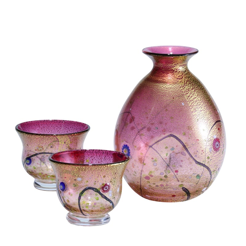 酒器セット 金彩象嵌「光琳 雅」 金赤 | グラスアート黒木 | 公式