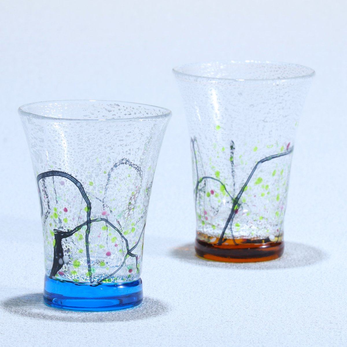 銀彩ショットグラスペア「光琳」オーシャンブルー/アンバー | グラス