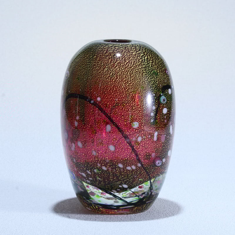 花器 金彩「光琳 爽」 特大 金赤 | グラスアート黒木 | 公式オンライン