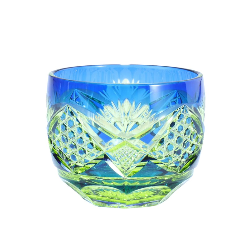 サインあり☆黒木国昭 金彩象嵌 コバルトブルー 飾皿（切子、江戸切子、薩摩切子） サインあり☆黒木国昭 金彩象嵌 コバルトブルー 飾皿（切子、江戸切子