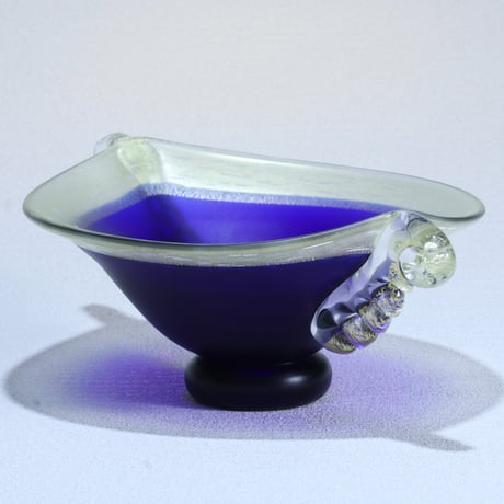 花器「オーシャン 木の葉」 コバルトブルー