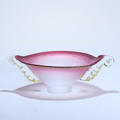 花器「オーシャン 木の葉」 金赤