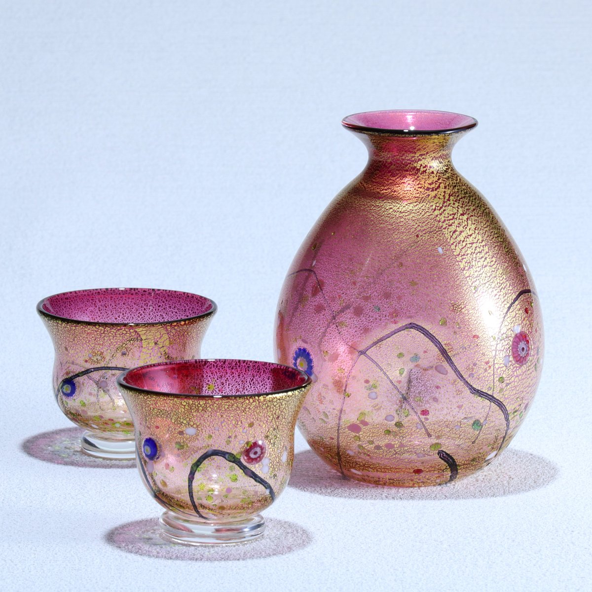 【値段交渉OK】　象嵌　玉かんざし 酒器セット 金彩象嵌「光琳 雅」 金赤 | グラスアート黒木 | 公式