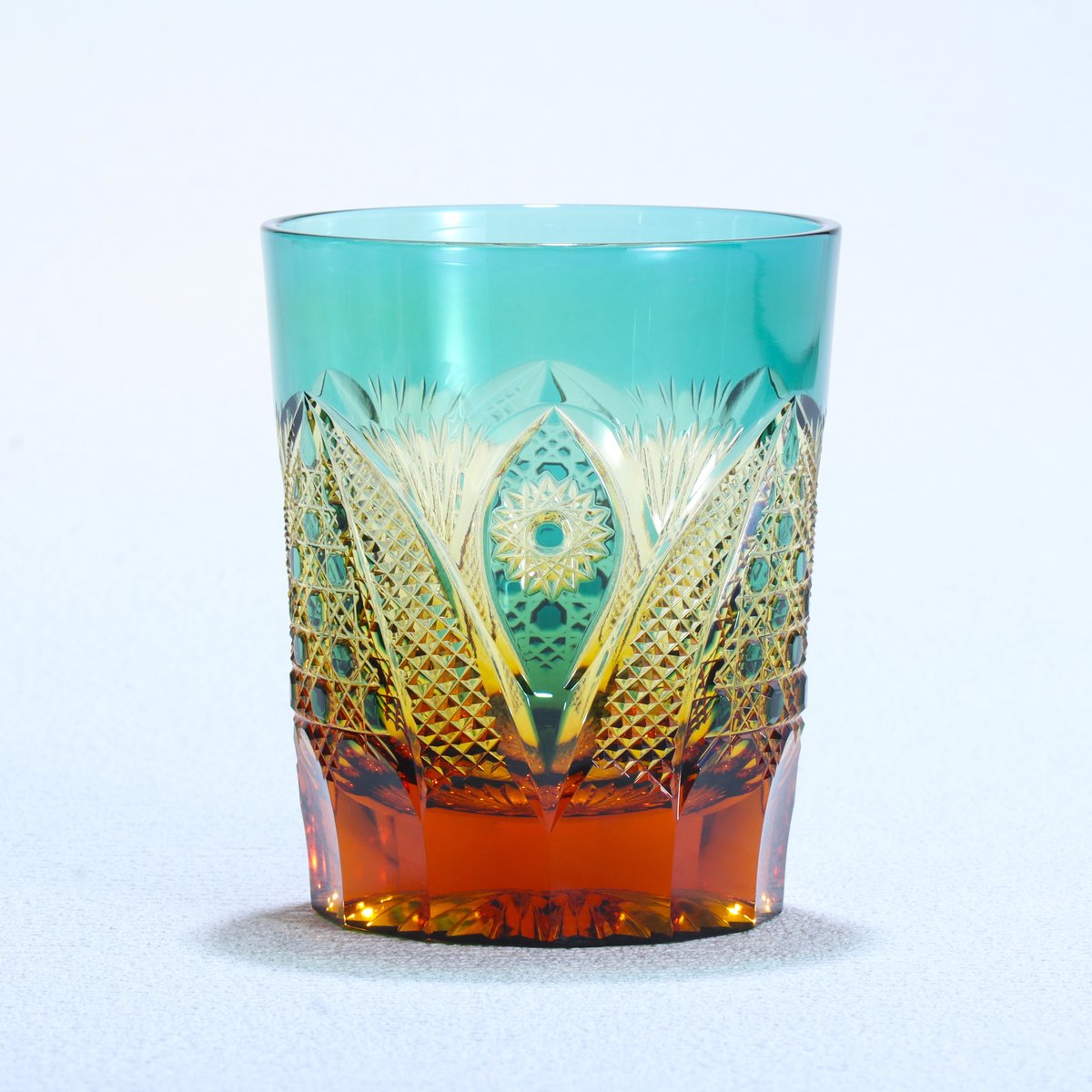 オールドファッション「綾切子」 アンバー/グリーン | グラスアート