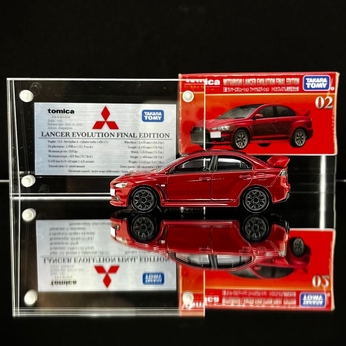 展示用車両解説プレート トミカプレミアム No.02 三菱 ランサー