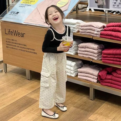 女の子ベビーキッズ上下セット3点セットTシャツキャミソールロングパンツ春秋90－150㎝