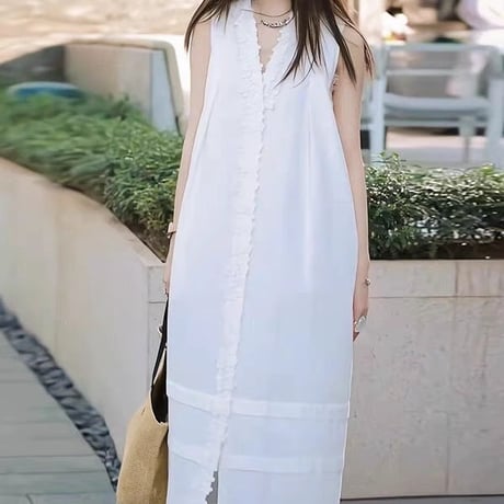 無地ノースリーブワンピ夏ゆったり万能