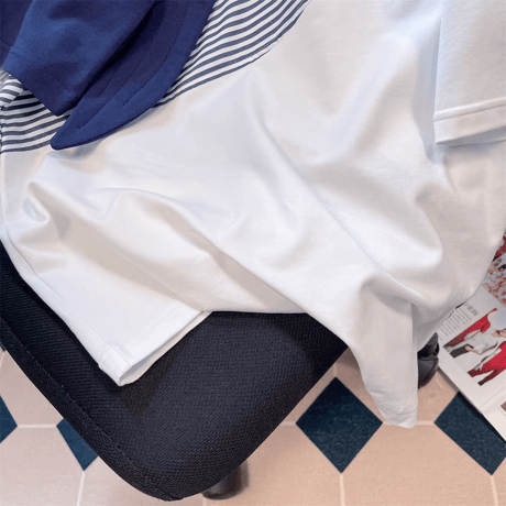 半袖立体切替デザインゆったり T シャツ 夏 ユニセックス