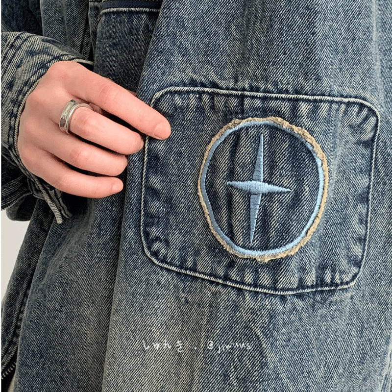 メンズ ノーカラー ジップアップ デニムジャケット Gジャン S-3XL