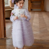 女の子長袖チュールチュチュワンピース バースデードレス