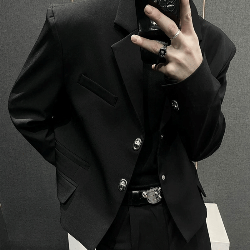 メンズテーラードジャケットクロップドビジューカジュアル | DYH