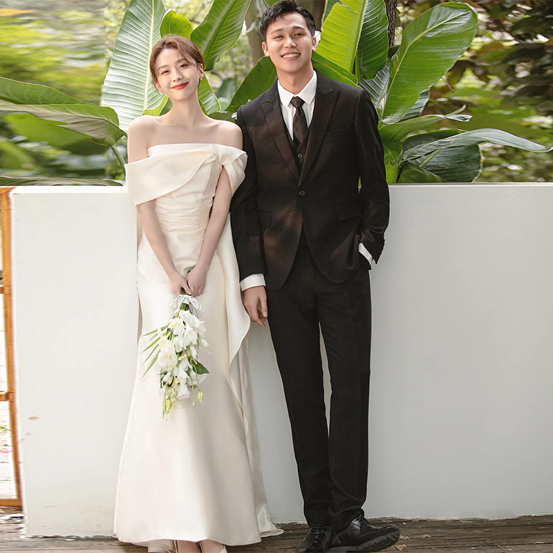 オフショルダー ウェディングドレス 前撮り 結婚式 二次会 花嫁 | DYH 