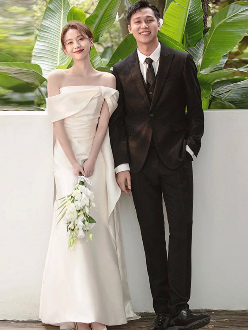 オフショルダー ウェディングドレス 前撮り 結婚式 二次会 花嫁 | DYH 