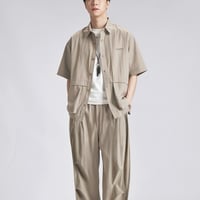メンズ 通気ワーク半袖シャツ ロングパンツ セットアップ