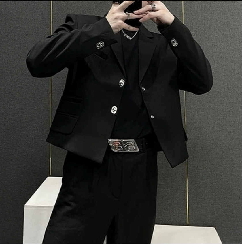 メンズテーラードジャケットクロップドビジューカジュアル | DYH