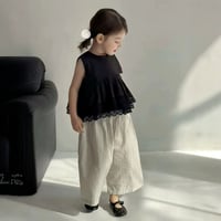 女の子ベビーキッズノースリーブシャツワイドパンツセットアップ春夏95-130cm