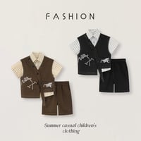 男児スーツ 3 点セット シャツ + ベスト + パンツ 夏用