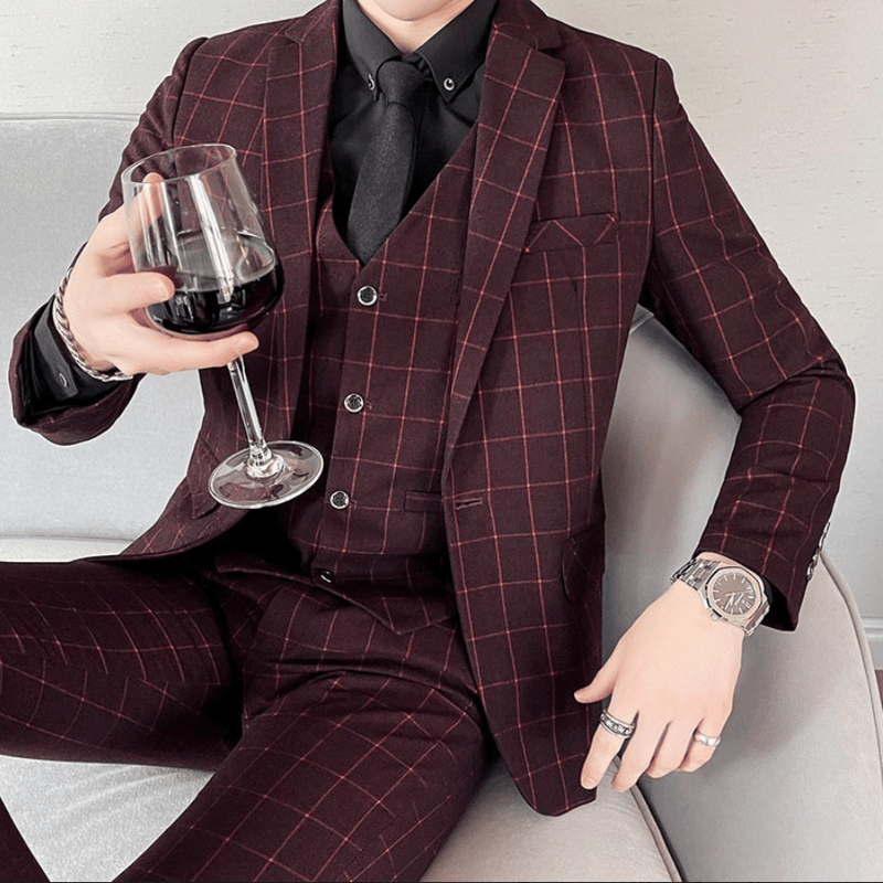メンズ スーツ 3点セット ジャケット ベスト パンツ チェック メンズ スーツ 3点セット ジャケット ベスト パンツ チェック