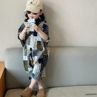 女の子 半袖 配色切替 オールインワン 夏用